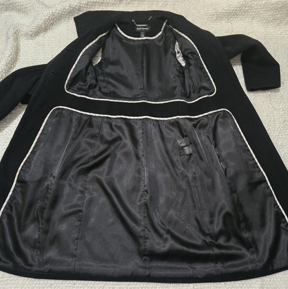 CLUB MONACO Classic Black Women's Trench Coat Wool Blend Size XS - Picture 12 of 16